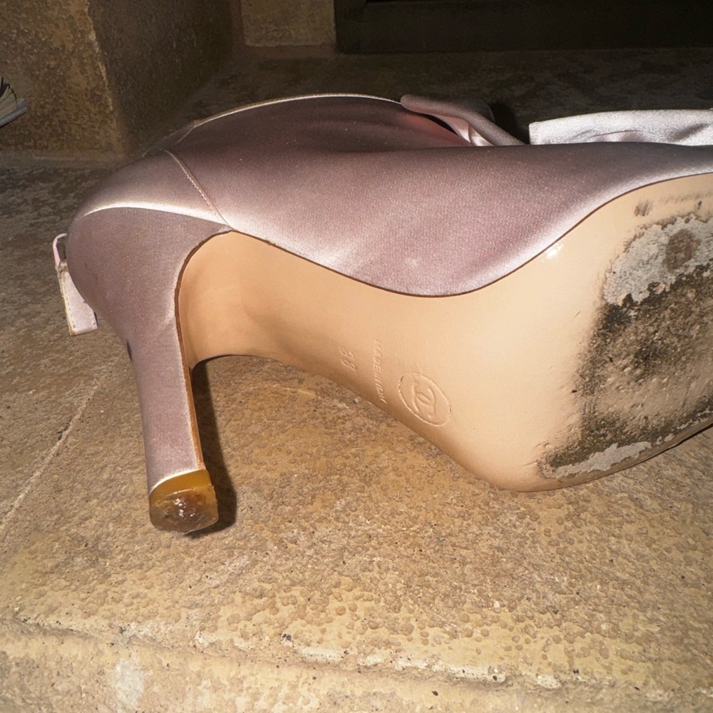 Vintage Chanel Pink Satin Bow Ankle Boots - Picture 9 of 11
